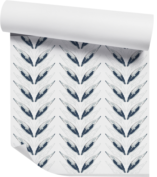 Willow + Wild Navy Leaves Stripes Grasscloth Wallpaper Roll - 32" x 22'